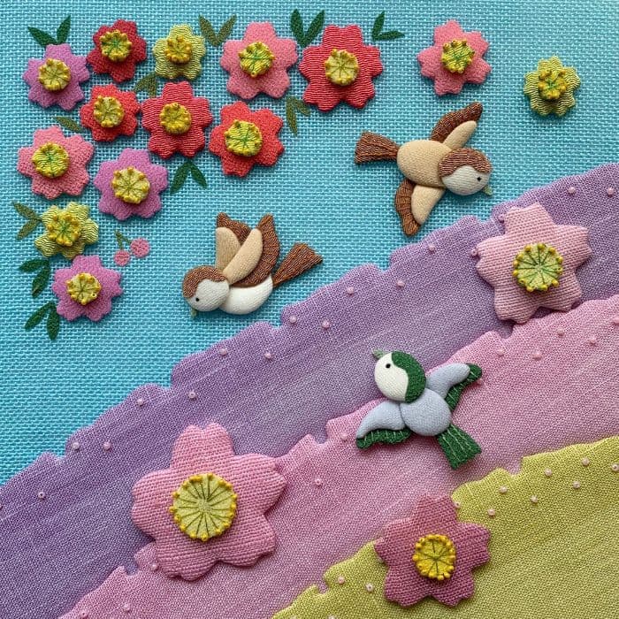 布のイラスト 桜 雀