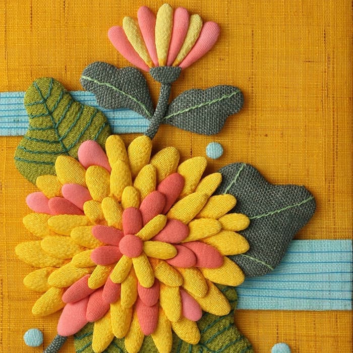 fabric art 花札 菊